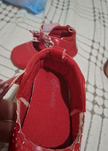 Kırmızı Fiyonk Detaylı Ekose Kız Bebek Ayakkabısı - Görsel 8