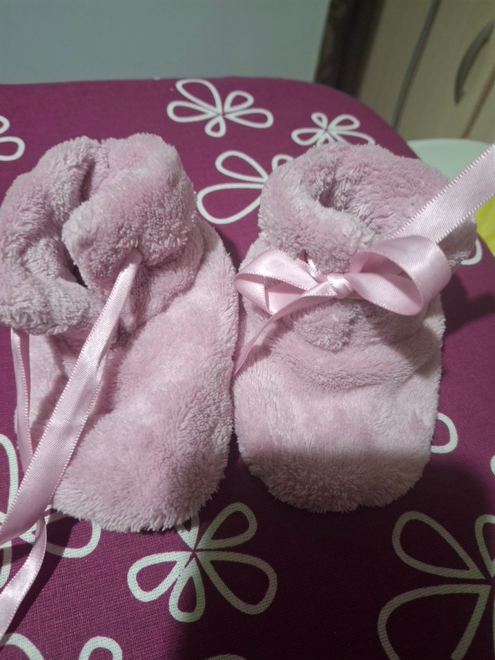 Kız bebek için Pembe Peluş patik - Görsel 2