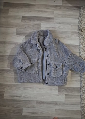 Addax Gri Peluş Kürk Ceket - Görsel 4