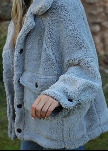 Addax Gri Peluş Kürk Ceket - Görsel 2