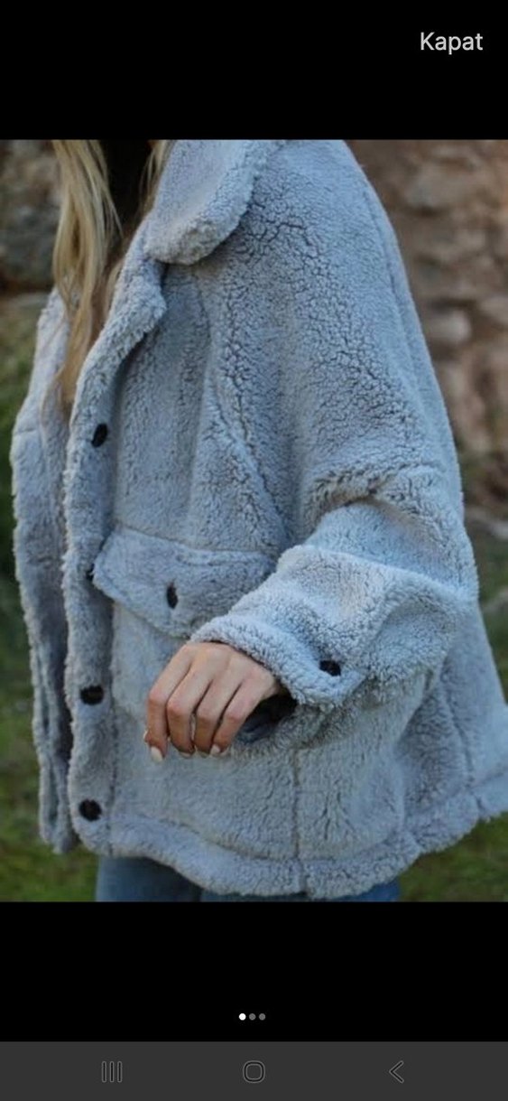 Addax Gri Peluş Kürk Ceket - Görsel 2
