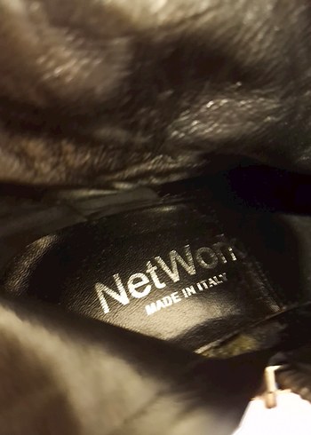 network Tokalı Siyah Deri Biker Kadın Bot - Görsel 4