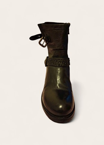 network Tokalı Siyah Deri Biker Kadın Bot - Görsel 3