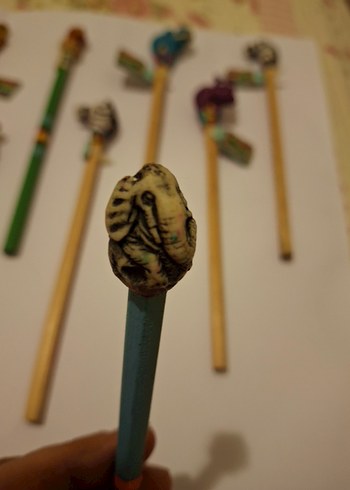 Renkli Ahşap Hayvan Figürlü Kalemler - Görsel 4