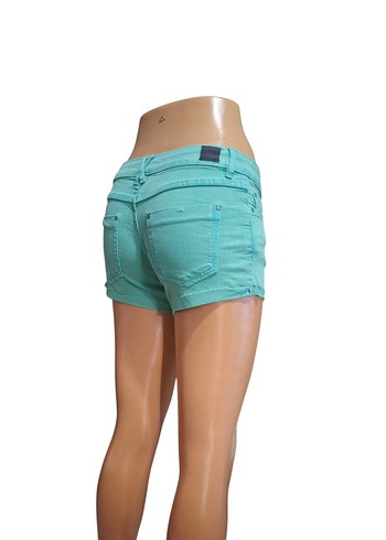 Pull and Bear yeşil denim mini şort
