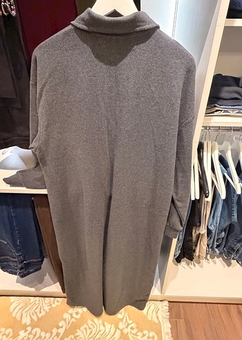 Defacto Gri Düğmeli Midi Triko Elbise - Görsel 3