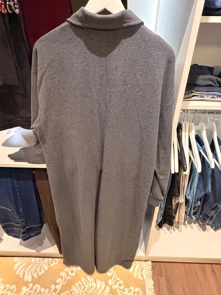 Defacto Gri Düğmeli Midi Triko Elbise - Görsel 3