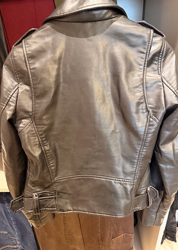 Zara Kadın Siyah Parlak Deri Biker Ceket - Görsel 5