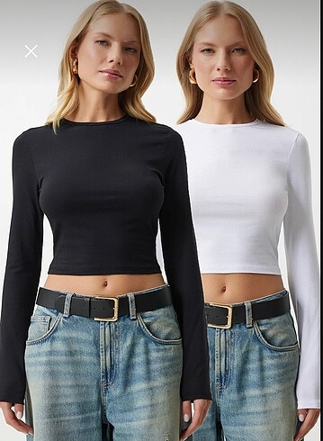 İkili crop badi uzun kollu
