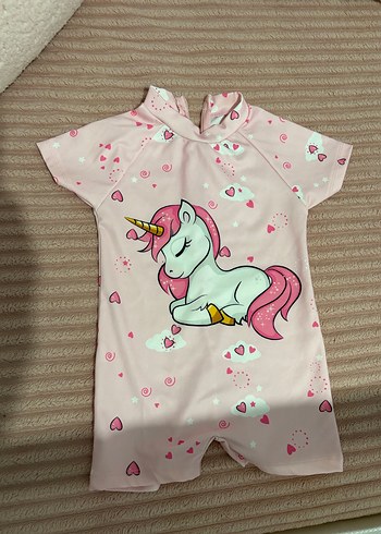 Kız Çocuk Unicorn Desenli Kısa Kollu Mayo