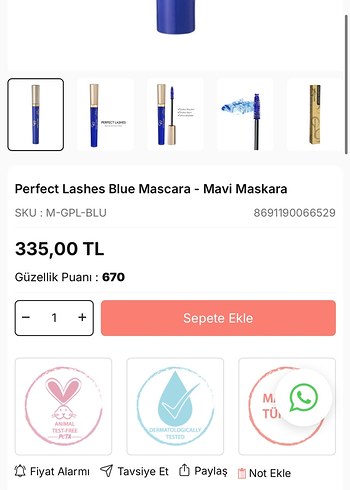 Beden Parlak Mavi Maskara ve şeffaf maskara ikilisi