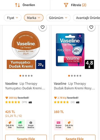 Diğer Vaseline Lip Therapy Kakaolu 20g