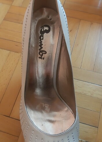 Krem rengi taşlı gelin ayakkabısı. - Görsel 6