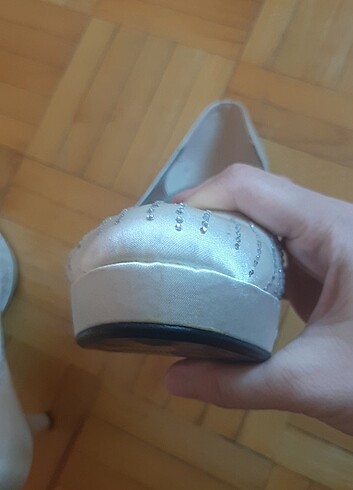 Krem rengi taşlı gelin ayakkabısı. - Görsel 18