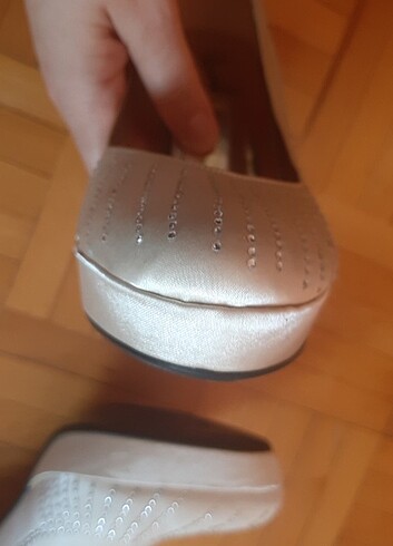 Krem rengi taşlı gelin ayakkabısı. - Görsel 19