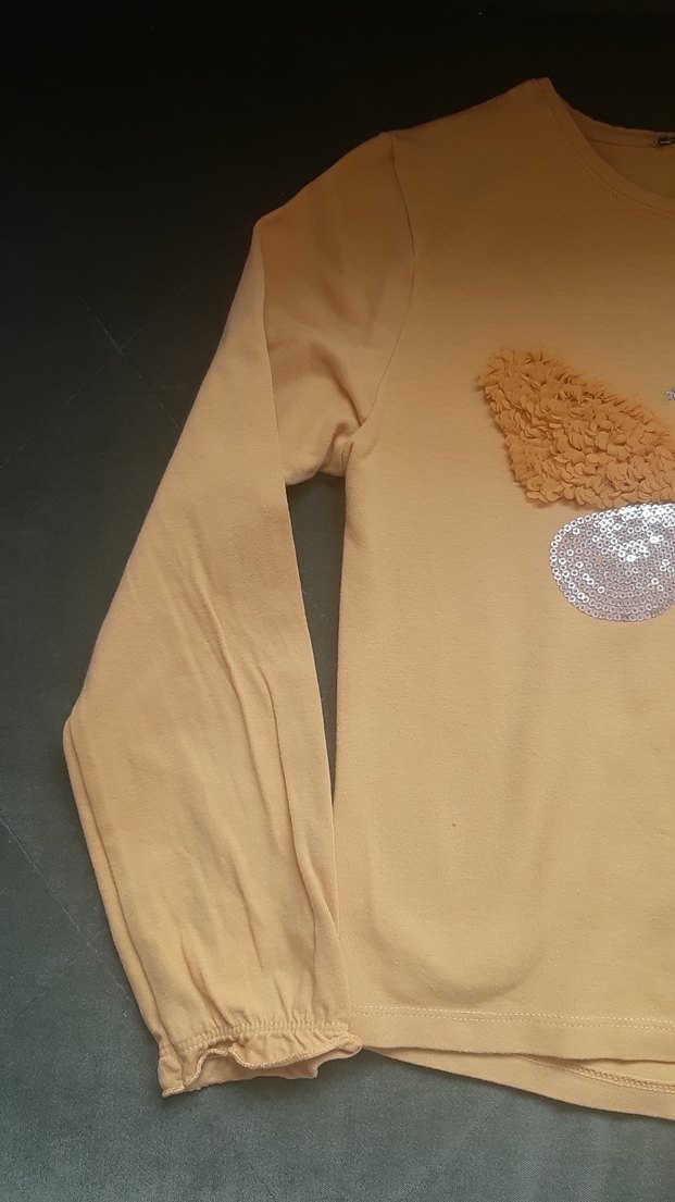 Kız Çocuk Sarı Uzun Kollu Tişört - Görsel 3