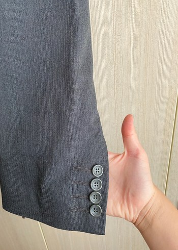 tek beden Beden Füme Düğmeli Erkek Takım Elbise