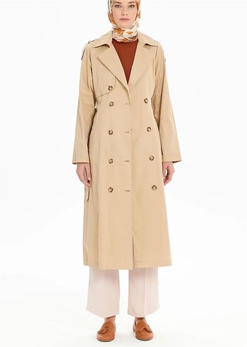 Tuğba & Venn 44 beden Bej Camel  Trençkot - Görsel 8