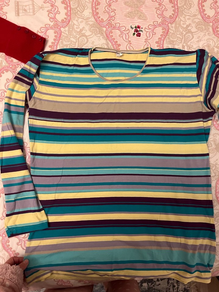 Çok Renkli Bohem Hamile Uzun Kollu Triko Bluz - Görsel 2