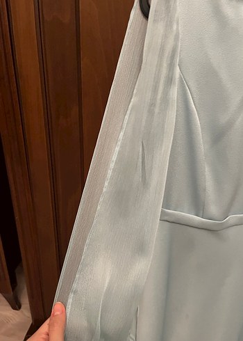 Bej Midi Drapeli Kadın Abiye Elbise - Görsel 4