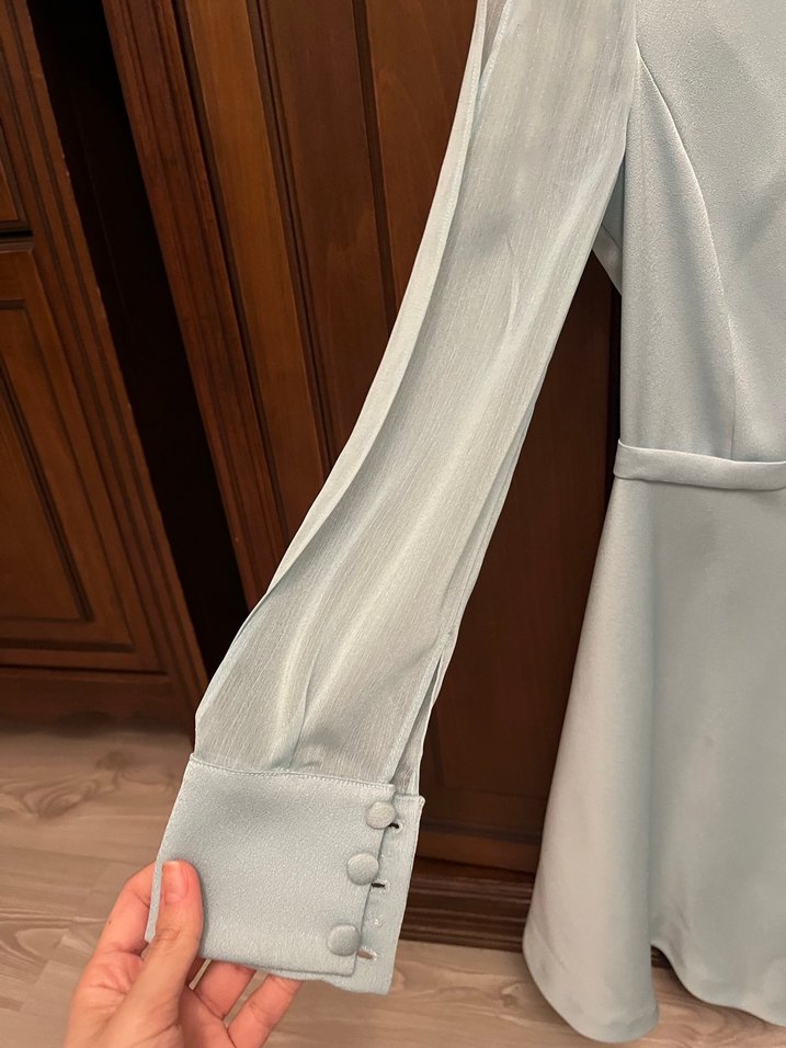 Bej Midi Drapeli Kadın Abiye Elbise - Görsel 3