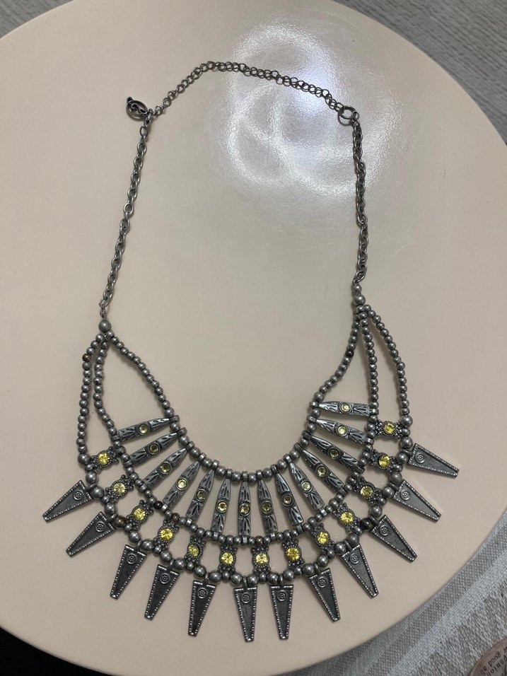 Gri Boncuklu Gotik Bohem Midi Kolye - Görsel 2