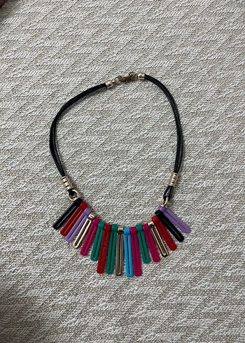 Uzun Renkli Boncuklu Bohem Kadın Kolyesi - Görsel 2