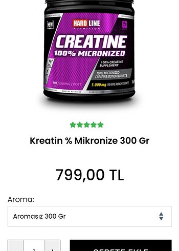 Hardline Mikronize Kreatin Tozu 300 Gr