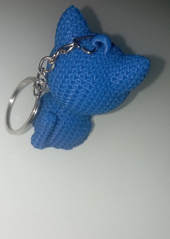 Örgü Mavi Kedi Anahtarlık - Görsel 2