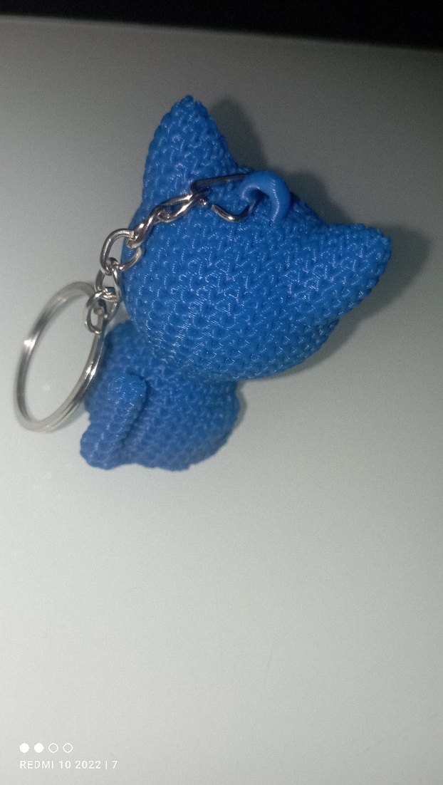 Örgü Mavi Kedi Anahtarlık - Görsel 2