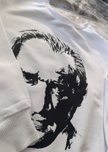 Beyaz Baskılı Erkek Sweatshirt - Görsel 4