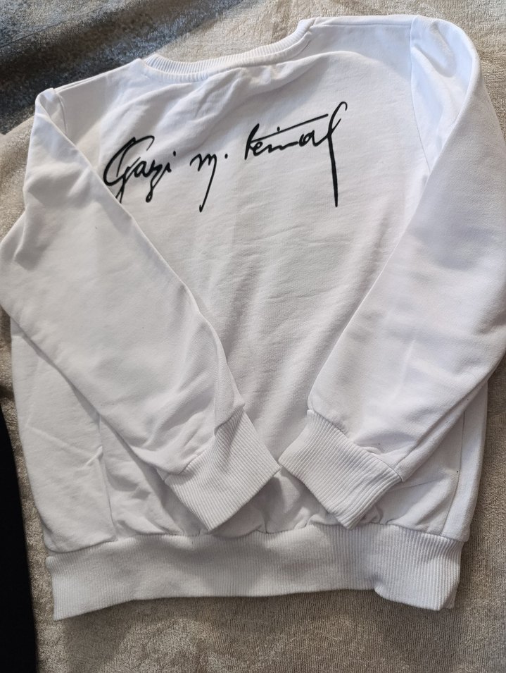 Beyaz Baskılı Erkek Sweatshirt - Görsel 2