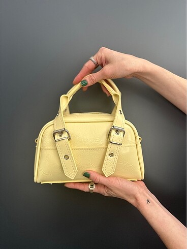 Butter yellow çift kemerli çanta