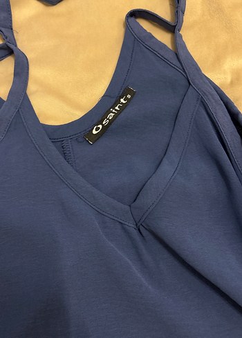 Kadın Lacivert V Yakalı Salaş Bluz - Görsel 4