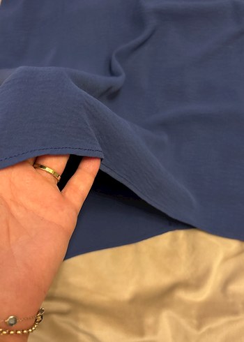 Kadın Lacivert V Yakalı Salaş Bluz - Görsel 2