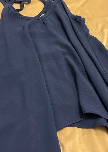 Kadın Lacivert V Yakalı Salaş Bluz - Görsel 3