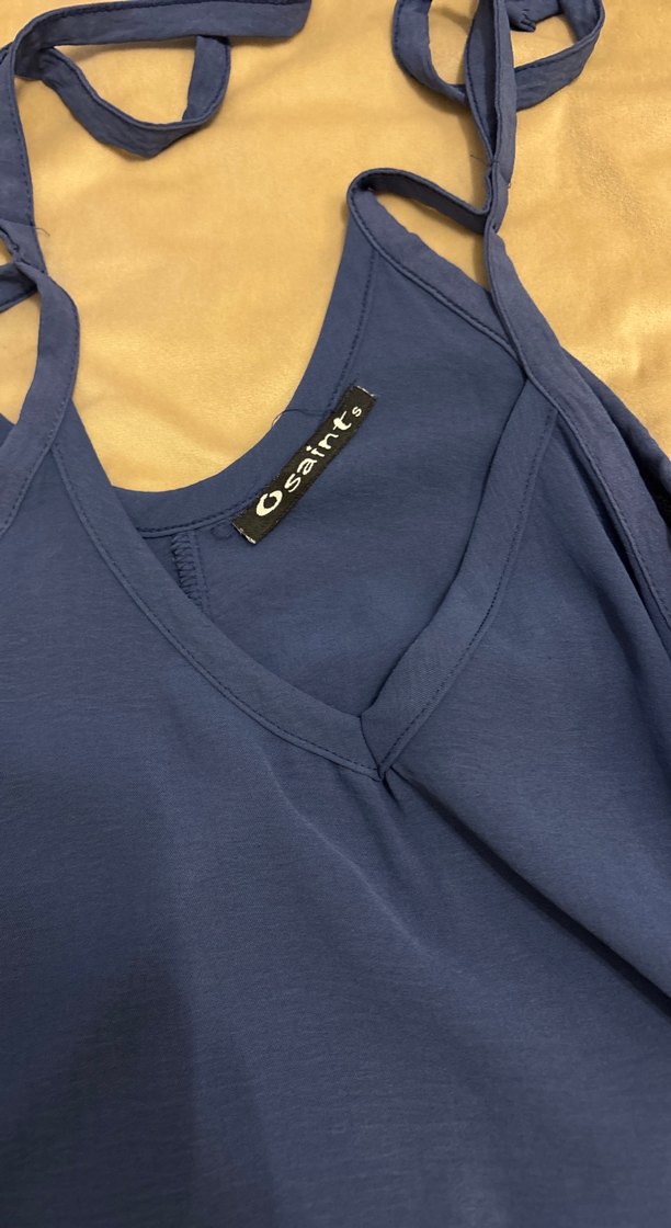 Kadın Lacivert V Yakalı Salaş Bluz - Görsel 4