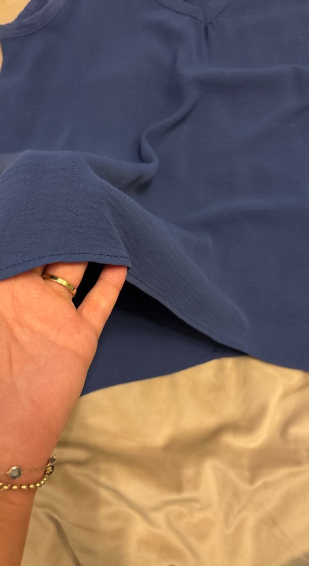 Kadın Lacivert V Yakalı Salaş Bluz - Görsel 2