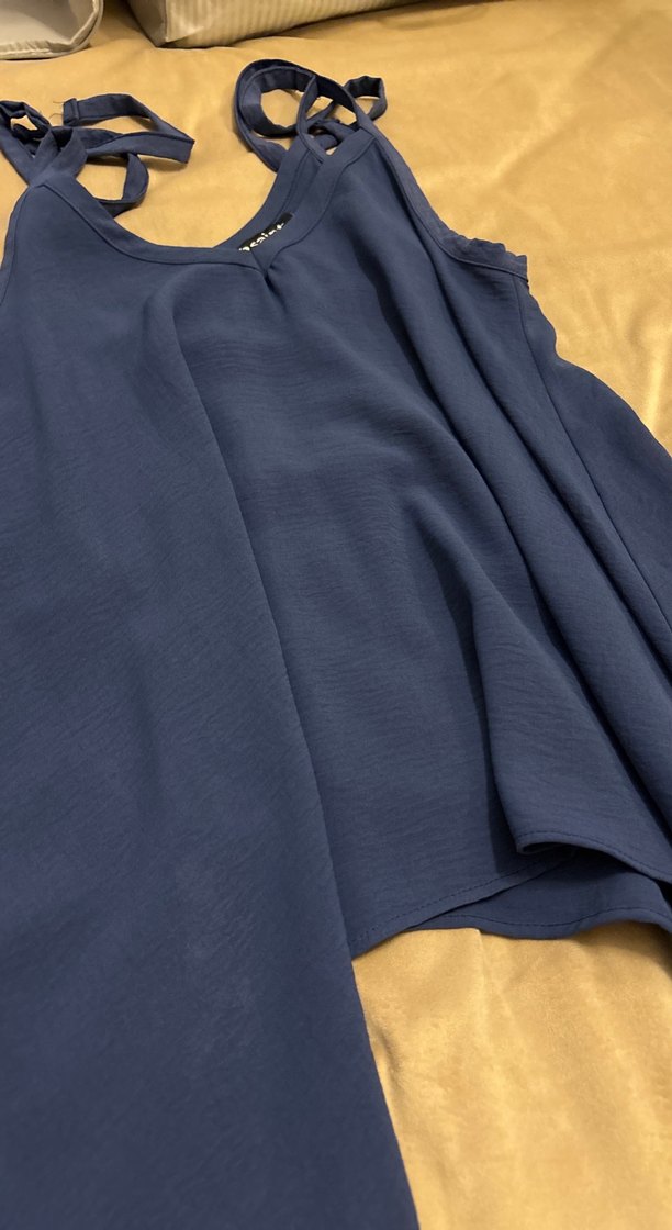 Kadın Lacivert V Yakalı Salaş Bluz - Görsel 3