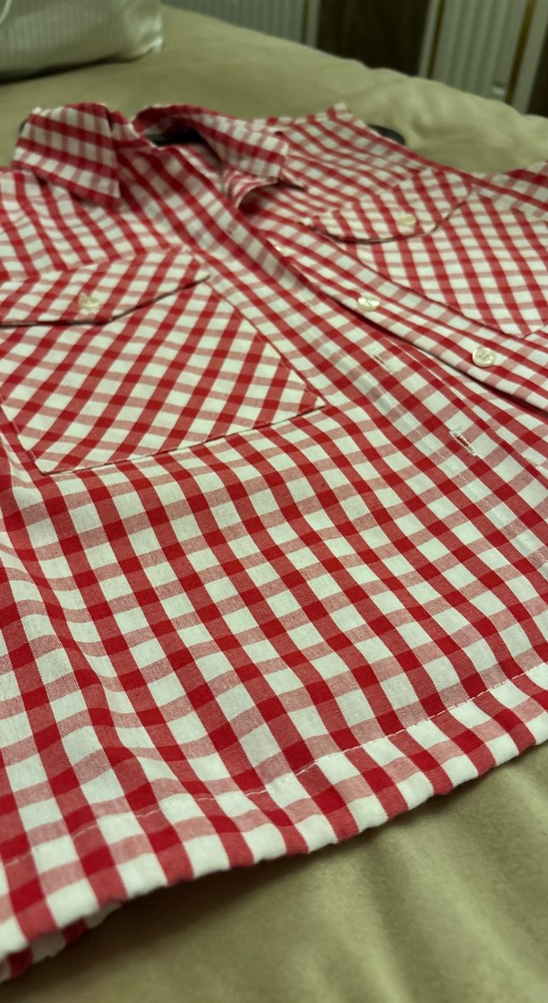 Düğmeli Kırmızı Kareli Kolsuz Gömlek - Görsel 2