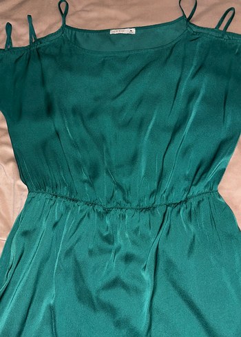 Kadın Zümrüt Saten Dizüstü Elbise - Görsel 7