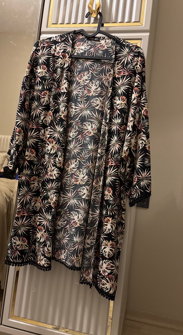 Bohem Tarzda Midi Uzunlukta Desenli Kimono - Görsel 5