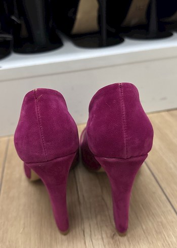 Mor Süet Tokalı Stiletto Topuklu Kadın Ayakkabı - Görsel 3