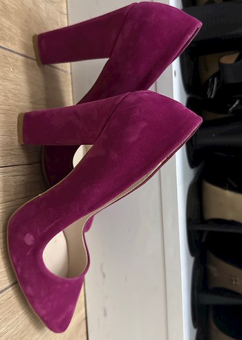 Mor Süet Tokalı Stiletto Topuklu Kadın Ayakkabı - Görsel 4