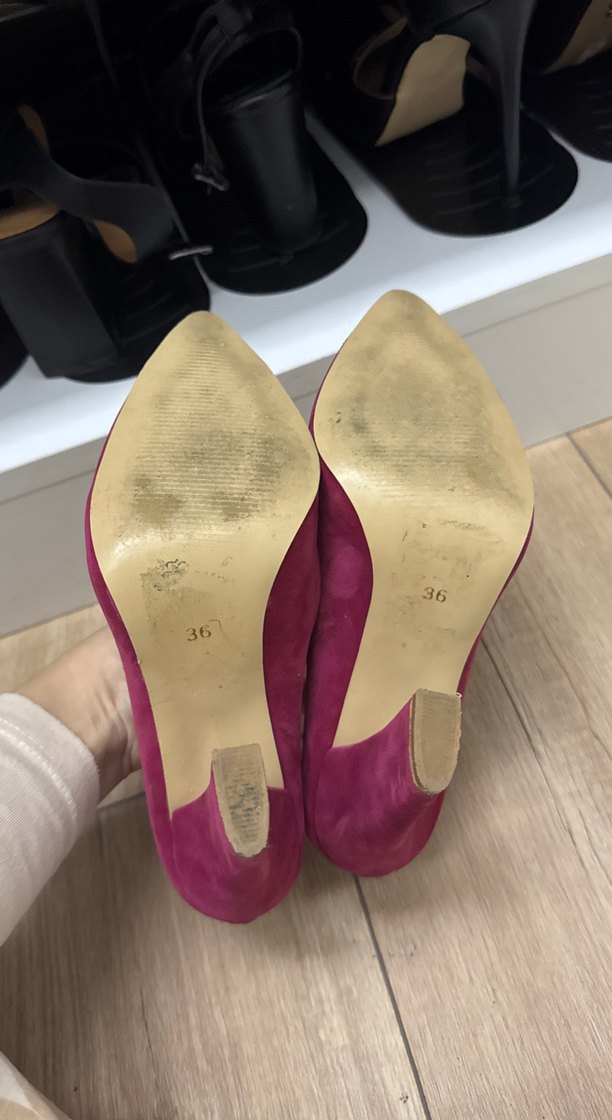 Mor Süet Tokalı Stiletto Topuklu Kadın Ayakkabı - Görsel 5