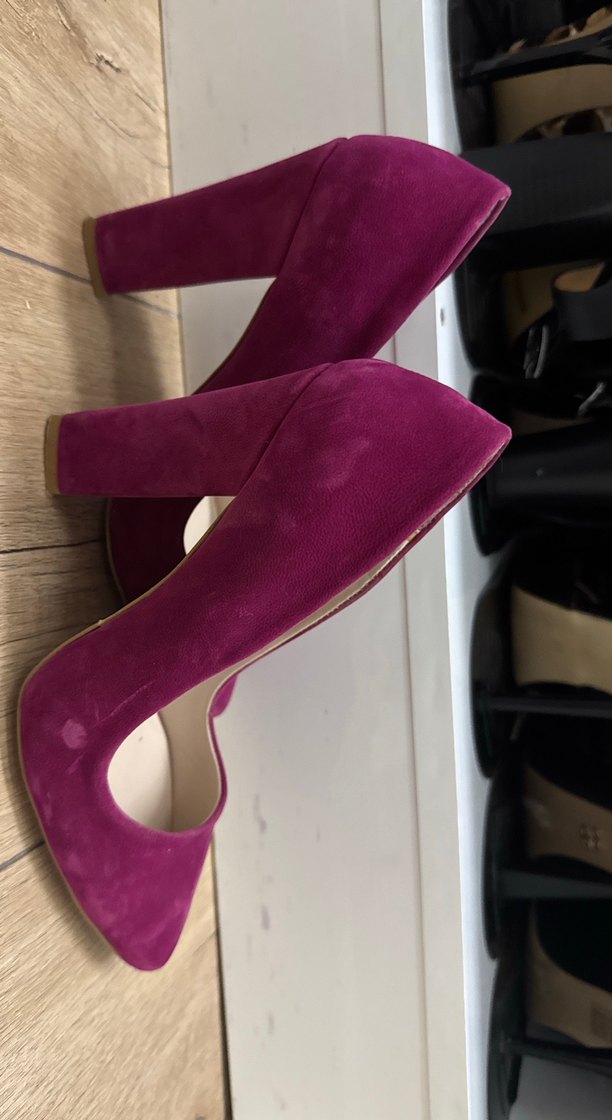 Mor Süet Tokalı Stiletto Topuklu Kadın Ayakkabı - Görsel 4