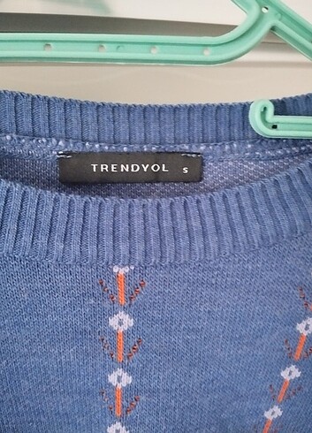 s Beden TRENDYOL ALDIM TRİKO KAZAK MAVİ DESENLİ