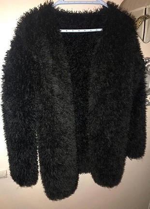 Siyah tavşan tüyü ceket kürk peluş ceket