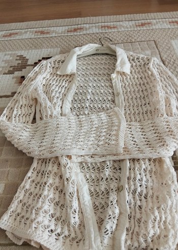 Bohem Beyaz Örgü Hırka Zaranın - Görsel 3