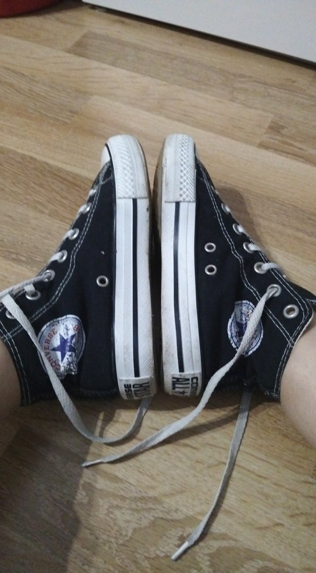 Siyah Bağcıklı konvers Kadın Spor Ayakkabı - Görsel 3